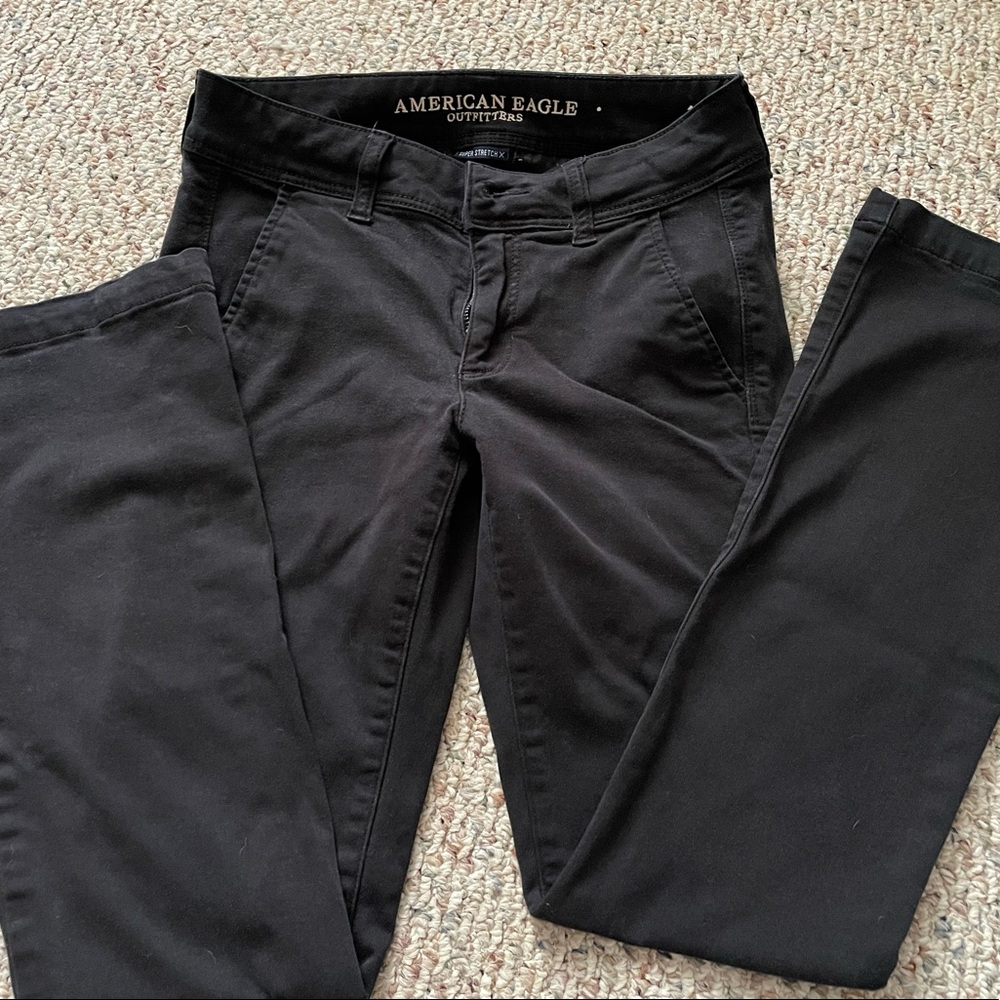 Black super stretch AE kick boot jeans size 2 short.